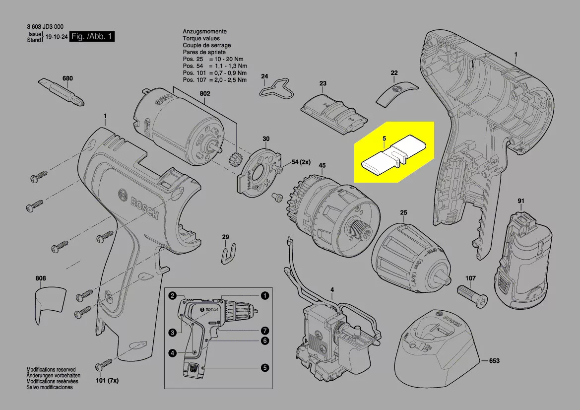 Curseur inverseur réf. 1 600 A01 YS0 Bosch